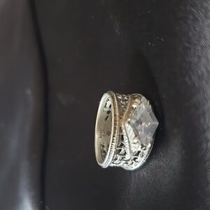 Silpada Sterling Silver Marquise CZ Filigree Ring Size 9
